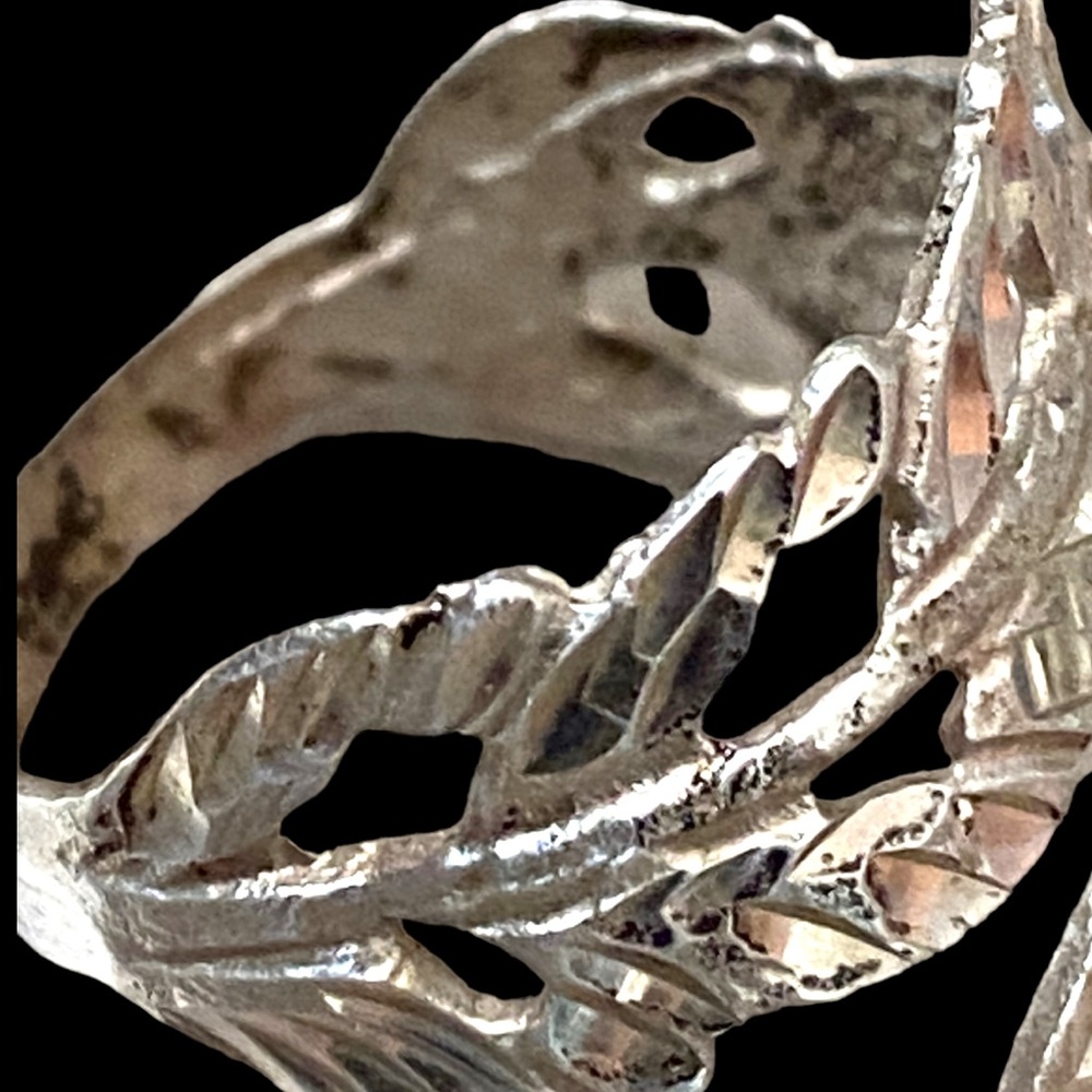 Sterling Silver Feather Bypass Ring 7 - Picture 8 of 11